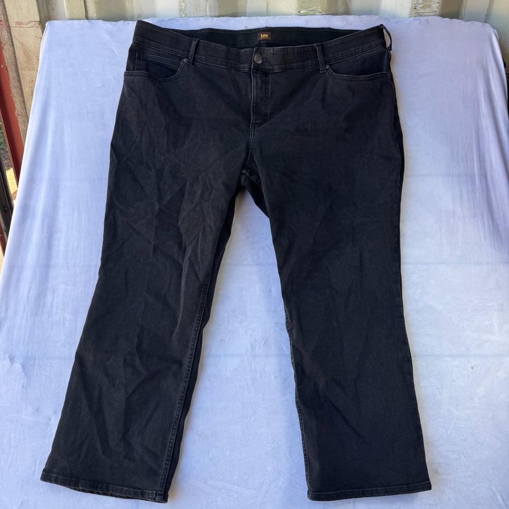 Lee Jeans Womens 26 Petite Black Denim Stretch Double Stitch Straight Streetwear